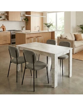 Dining room set 5pcs Darlen - Kevin Megapap white marble color - olive 125x72x74cm.