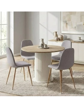 Dining room set 5pcs Bohema - Iris Megapap sepet oak color - beige Ø90x77.7cm.