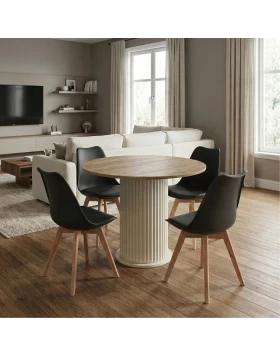 Dining room set 5pcs Bohema - Viva Megapap sepet oak color - black Ø90x77.7cm.