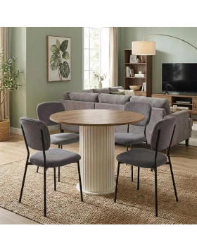 Dining room set 5pcs Bohema - Kevin Megapap sepet oak color - grey Ø90x77.7cm.