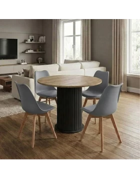 Dining room set 5pcs Bohema - Viva Megapap sepet oak color - grey Ø90x77.7cm.
