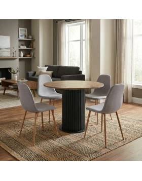 Dining room set 5pcs Bohema - Iris Megapap sepet oak color - beige Ø90x77.7cm.