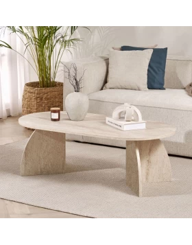 Τραπεζάκι σαλονιού Melina Megapap χρώμα travertine 120x60x40εκ.