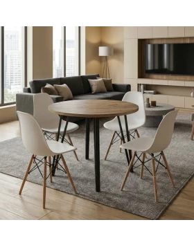Dining room set 5pcs Xana - Nova Megapap sepet oak color - white Ø90x77.7cm.