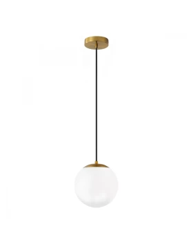 Lumi Megapap E27 metallic - glass ceiling lamp in gold - white color Ø15x120cm.