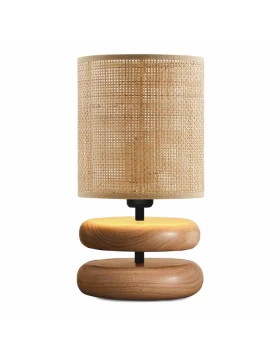 Lucia Megapap E14 wooden - pe rattan table lamp in natural color Ø15x35cm.