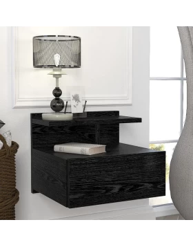 Mislina Megapap melamine wall nightstand in sencron black color 40x33,2x32cm.