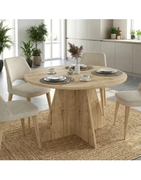 Tailor Megapap melamine dining table in sapphire oak color Ø120x75,7cm.