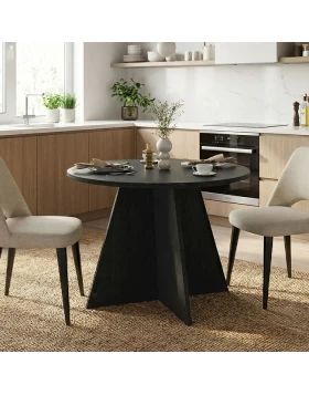 Tailor Megapap melamine dining table in sencron black color Ø100x75,7cm.