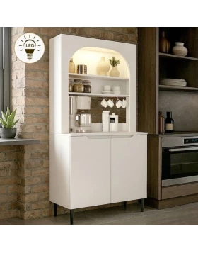 Melinta 2 Megapap melamine kitchen furniture with LED in white color 90x40x181.8cm.