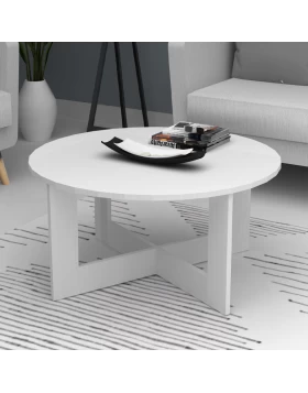Kati Megapap melamine coffee table in white color Ø80x42cm.