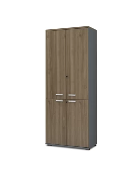 Venturo Megapap melamine office bookcase with doors in athracite - walnut color 80x40x200cm.