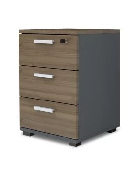 Venturo Megapap melamine office chest of drawers in anthracite - walnut color 39x40x57cm.