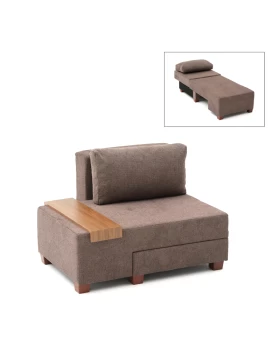 Perenna Megapap fabric single armchair with bed in brown color 116x93x83cm.