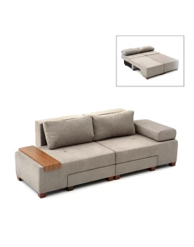 Perenna Megapap fabric sofa three - seater in grey color 233x93x83cm.