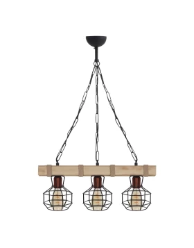 Lumenia Megapap wooden - metallic ceiling light in natural - black color 50x14x80cm.