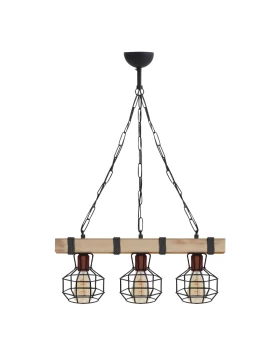 Lumenia Megapap wooden - metallic ceiling light in natural - black color 50x14x80cm.