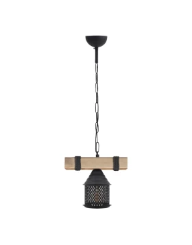 Elora Megapap wooden - metallic ceiling light in natural - black color 25x13x75cm.