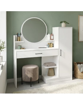 Τουαλέτα με καθρέπτη Andera Megapap χρώμα λευκό 123,9x35x144,4εκ.