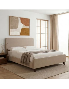 Ovelia Megapap fabric bed in beige color 160x200cm.