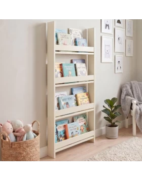 Montessori Megapap melamine wall bookshelf in cream color 60x10x120cm.