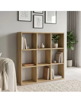 Cube Megapap melamine bookcase in sapphire oak color 90x30x90cm.