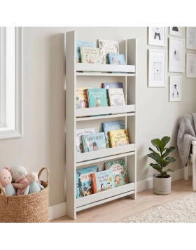 Montessori Megapap melamine wall bookshelf in white color 60x10x120cm.