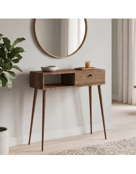 Κονσόλα Napoli Megapap χρώμα καρυδί 90x29x88εκ.