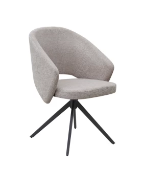 Milano Megapap swivel dining chair, light beige fabric - black metal leg, 64x64x83cm.