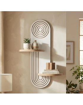 Artwill Megapap MDF wall shelf in white - oak 46x13x70cm.