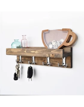 Aos Megapap wooden wall hanger in walnut color 40x11x11cm.