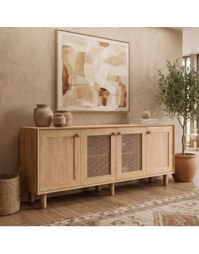 Bohemian Megapap melamine console in oak color 180x40x75cm.