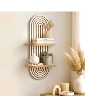 Ραφιέρα τοίχου Artwill Megapap Mdf χρώμα λευκό - oak 26x13x70εκ.