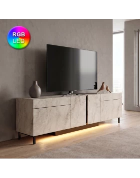 Έπιπλο τηλεόρασης Arlen Megapap με Led Rgb χρώμα travertine 180x32x50εκ.