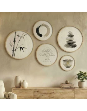 Nima Megapap Wall decoration set of 5 pieces wooden - Mdf natural color