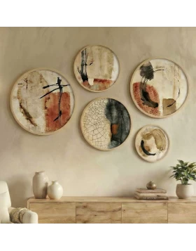 Nima Megapap Wall decoration set of 5 pieces wooden - Mdf natural color