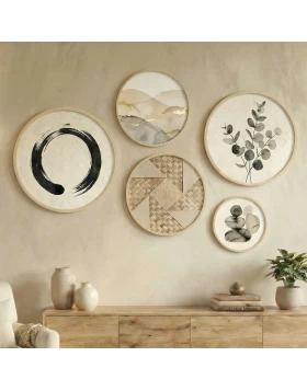 Nima Megapap Wall decoration set of 5 pieces wooden - Mdf natural color