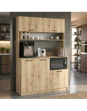Tuco 3 Megapap melamine kitchen furniture in sapphire oak color 123.8x40x180cm.