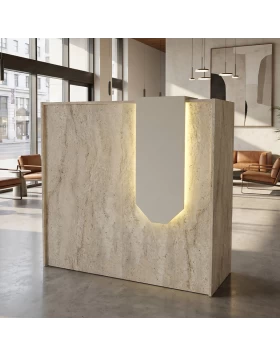 Γραφείο υποδοχής - reception Navita Megapap με LED χρώμα travertine - sandstone 113,6x42x111,8εκ.