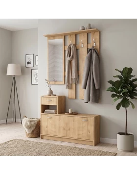 Raynold Megapap melamine entrance furniture in oak color 100x30x180cm.