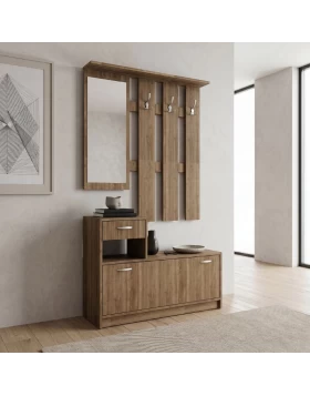 Raynold Megapap melamine entrance furniture in walnut color 100x30x180cm.