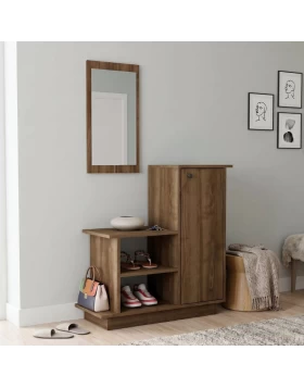 Cute Megapap melamine entrance furniture in walnut color 90x35x95cm.