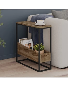 Lido Megapap melamine side table in walnut Ud color 60x22x62cm.