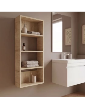 Rafina Megapap melamine wall shelf in sapphire oak color 40x15x90cm.