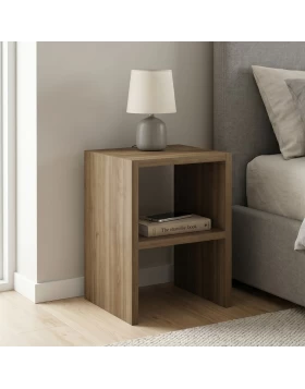 Smile Megapap melamine nightstand - side table in walnut color 30x30x40cm.