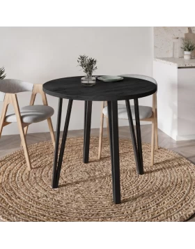Τραπέζι Xana Megapap χρώμα black wood Ø90x77,5εκ.