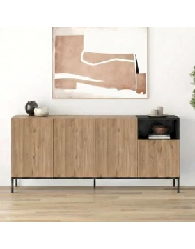Μπουφές Cailin Megapap χρώμα sepet oak - black wood 180x41,8x80εκ.