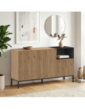 Μπουφές Cailin Megapap χρώμα sepet oak - black wood 140x41,8x80εκ.