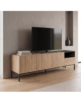 Έπιπλο τηλεόρασης Cailin Megapap χρώμα sepet oak - black wood 180x41,8x55εκ.