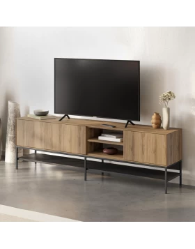Έπιπλο τηλεόρασης Amira Megapap χρώμα καρυδί Ud - black wood 180x35x55εκ.